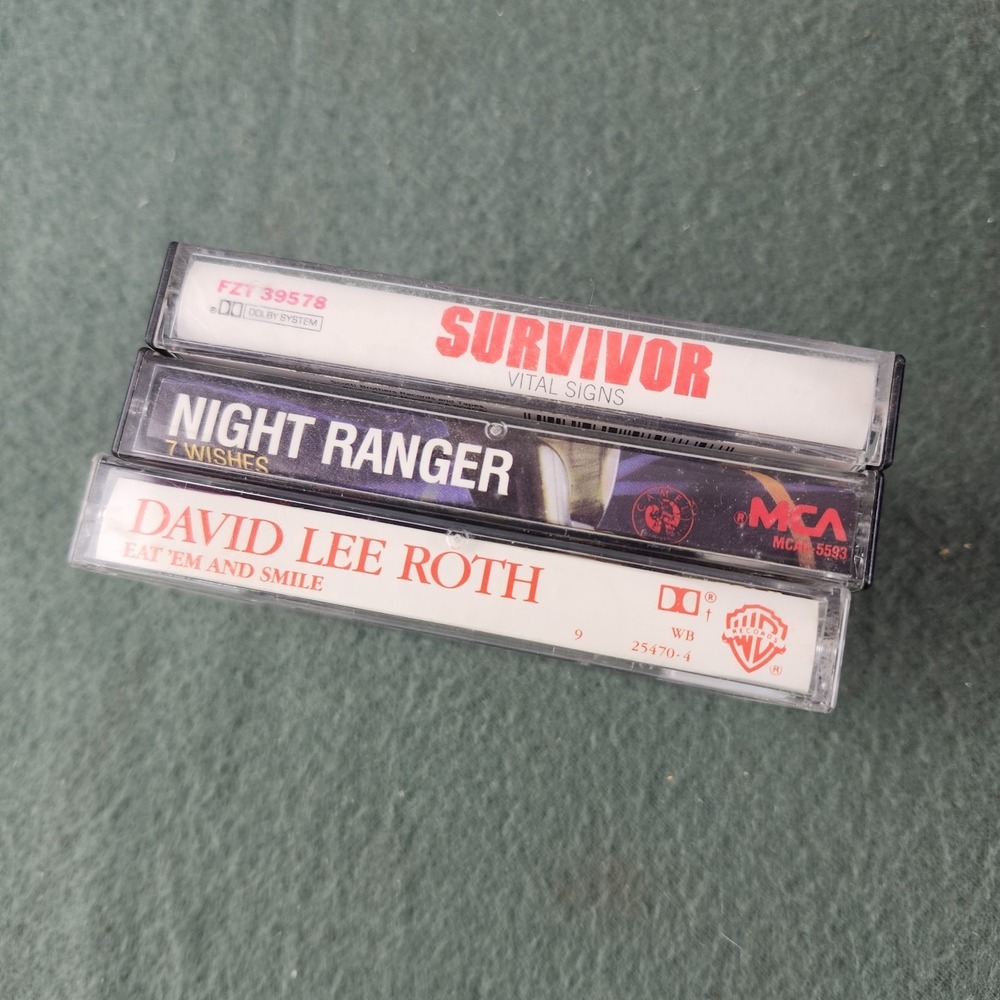 Lot of 3 80s Cassettes - Survivor Vital Signs Night Ranger David Lee Roth - Picture 3 of 3